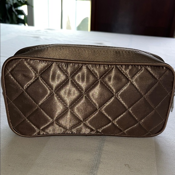 Lancome Quilted Brown Cosmetic Bag - Picture 1 of 6